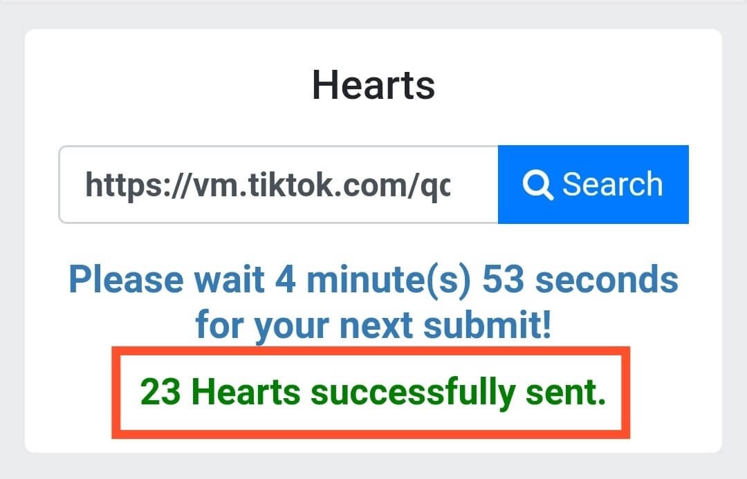 Hearts Successfully Sent