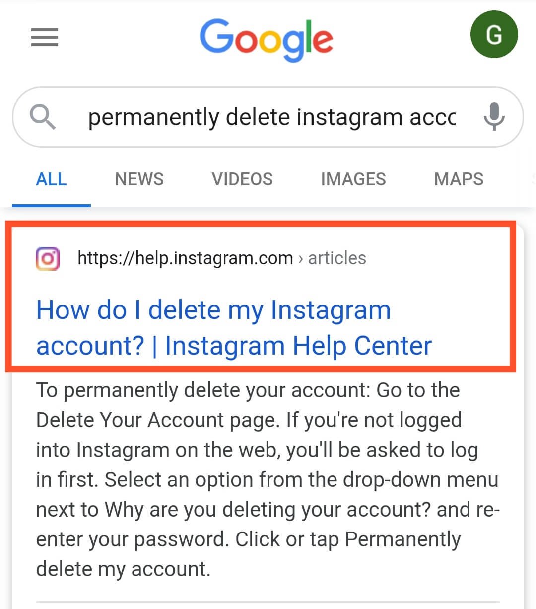 Permanently Delete Instagram Account