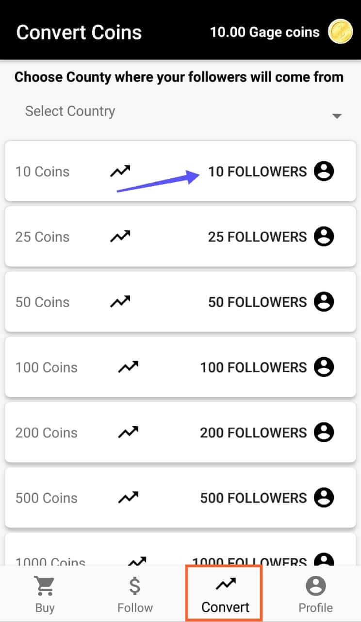 Convert Coins into Real Followers